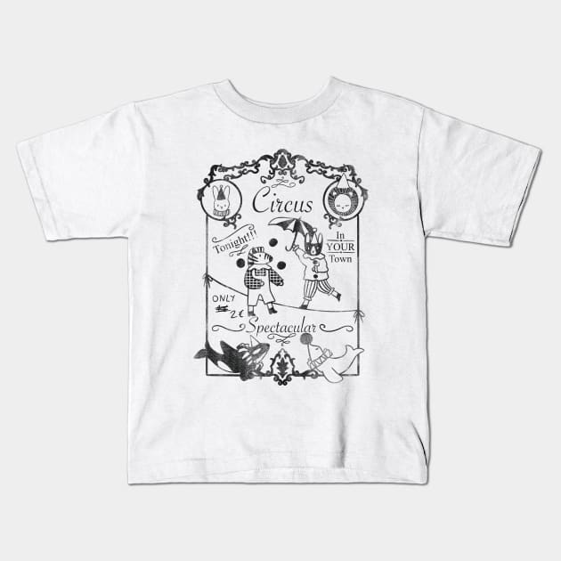 Circus Poster with cute animal clowns Kids T-Shirt by Cati Daehnhardt